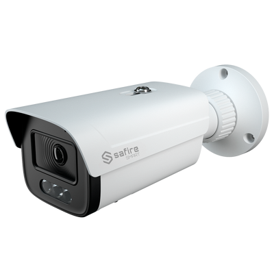 Safire Smart - E1 Night Color range IP Bullet Camera - 4 Megapixel Resolution (2566x1440) - 2.8 mm lens | MIC | LED 30m - IA: Classification of people and vehicles - Waterproof IP67 | PoE (IEEE802.3af)