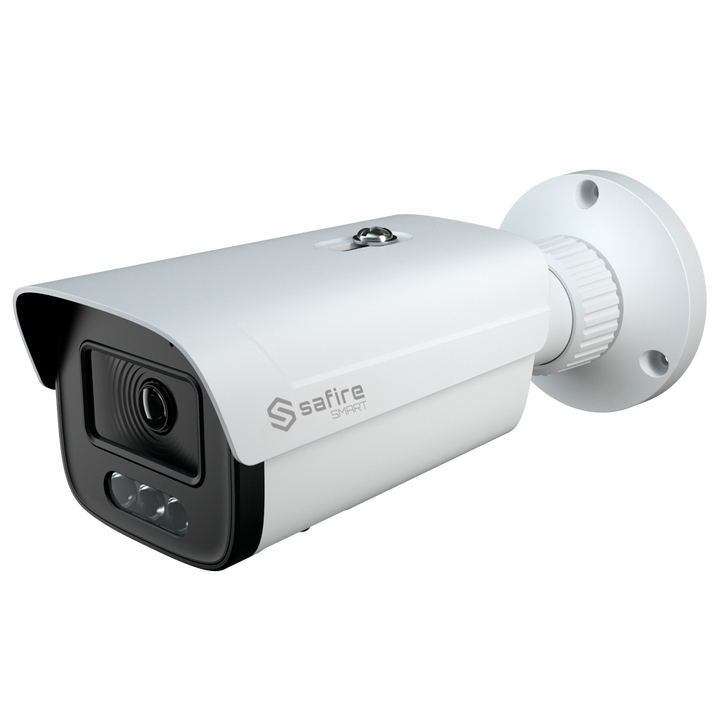 Safire Smart - Telecamera Bullet IP gamma E1 Night Color  - Risoluzione 4 Megapixel (2566x1440) - Ottica 2.8 mm | MIC | LED 30m - IA: Classificazione di persone e veicoli - Waterproof IP67 | PoE (IEEE802.3af)