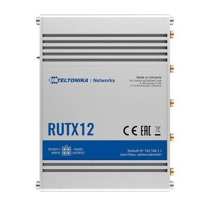Teltonika Router 4G Industrial - Doble Módem 4G Cat 6 Dual SIM  - Wi-Fi 5 - Bluetooth LE 4.0 - Posicionamiento GNSS - 5 puertos Ethernet RJ45 Gigabit