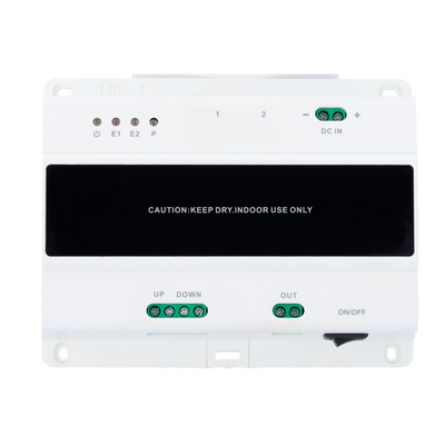 Cascade 2-hilos switch - 3 groups of 2 wires - 10 cascade levels - Connection of 20 monitors and 2 plates - Surface or track mounting - TCP/IP connection