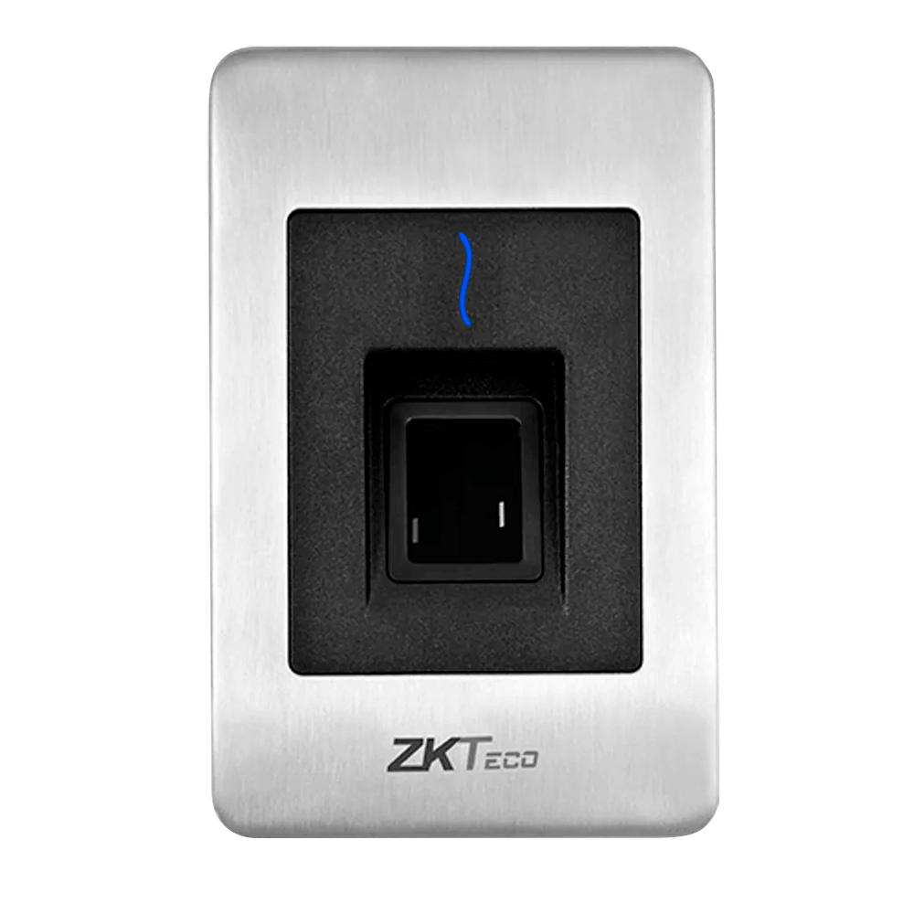 Lector de acceso - Acceso mediante huella dactilar y/o tarjeta MF - Indicador LED y acústico - Comunicación RS485 - Compatible con Atlas ZK-ATLAS-x60 - Instalación de empotrar | Adecuado para uso externo