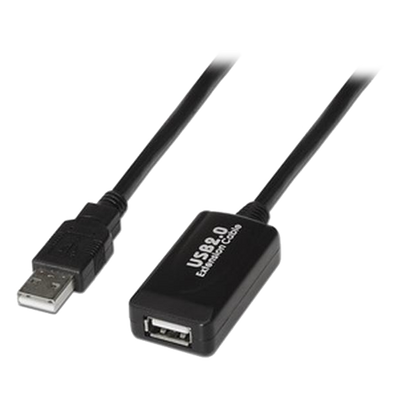 Extensor USB 2.0 - Longitud 10 m - Conectores USB AM/H - activo - Color negro - Transferencia hasta 480 Mbps
