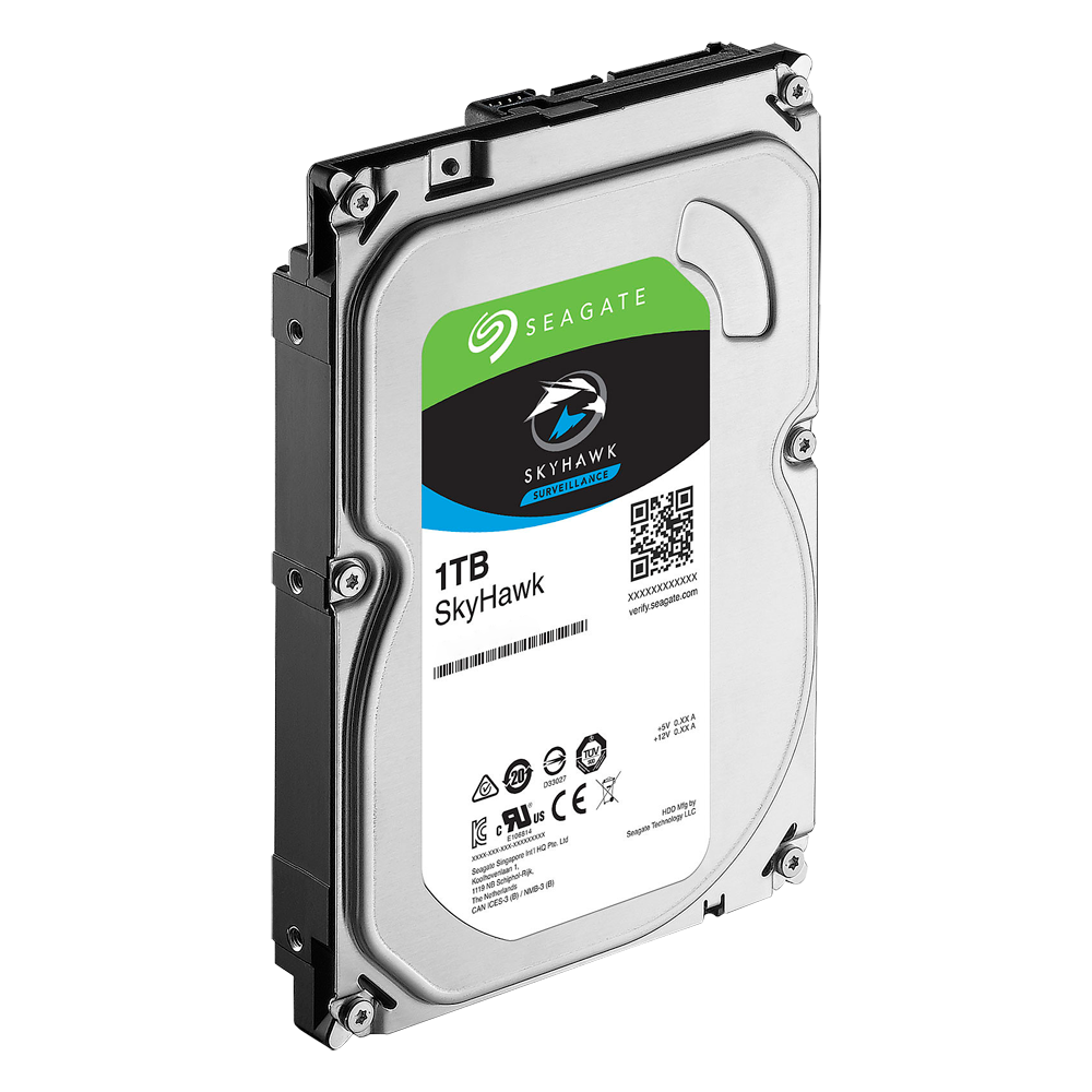 Seagate Skyhawk hard drive - 1 TB capacity - SATA 6 GB/s interface - Model ST1000VX001 - Special for video recorders - Alone or installed on DVR