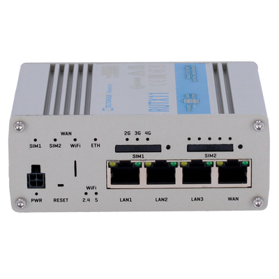 Teltonika Router 4G Industriale - Dual SIM 4G Cat 6 - Wi-Fi 5 - Bluetooth LE 4.0 - Posizionamento GNSS - 4 porte Ethernet RJ45 Gigabit