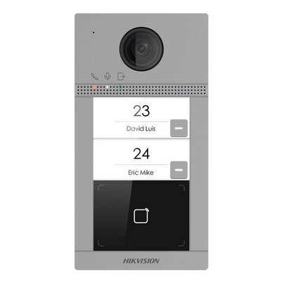 Videoportero IP WiFi 2 apartamentos - Cámara 2 Mpx | Audio bidireccional - Apertura con tarjeta MF | 2 relés - App móvil con o sin monitor - Apto para exterior IP65 | IK08 - Montaje encastrado | PoE