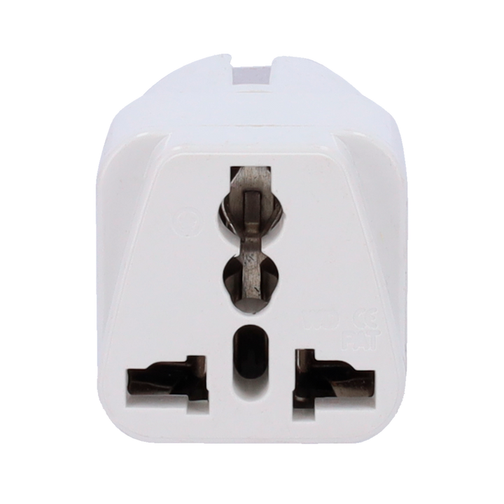 Adaptador  - Enchufe Tipo G (UK) a Enchufe Tipo F (EU)  - Voltaje 250V AC - Corriente Máxima de Salida 10-16 A - Color blanco