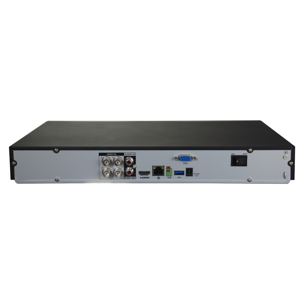 Registratore Universale HDCVI/CVBS/IP - 4 CH video / 4+2 IP / 1 CH audio - 4K (12FPS) O 4 Mpx/1080P (25FPS) - Funzioni intelligenti - Uscita HDMI 4K e VGA - Ammette 2 hard disk