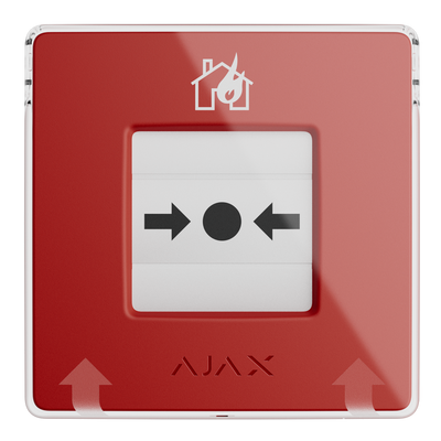 Botón manual de alarma de incendio rojo - Inalámbrico 868 MHz Jeweller - Botón alarma incendio o activador de escenarios - Compatible con función de alarma interconectada - Transmisión de alarmas a CRA  - Alimentación 2 pilas CR123A