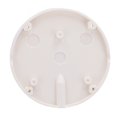 Junction box for bullet and dome cameras - For outdoors - Roof or wall installation - Made of plastic | White color - Internal cover for cable passage