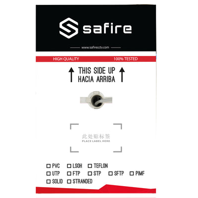 Safire UTP Cable - Category 5E - 305 Meter Reel | 5 mm diameter - CCA conductor - Gray cover - ISO/IEC11801, TIA-568-C.2, YD/T1019 certified