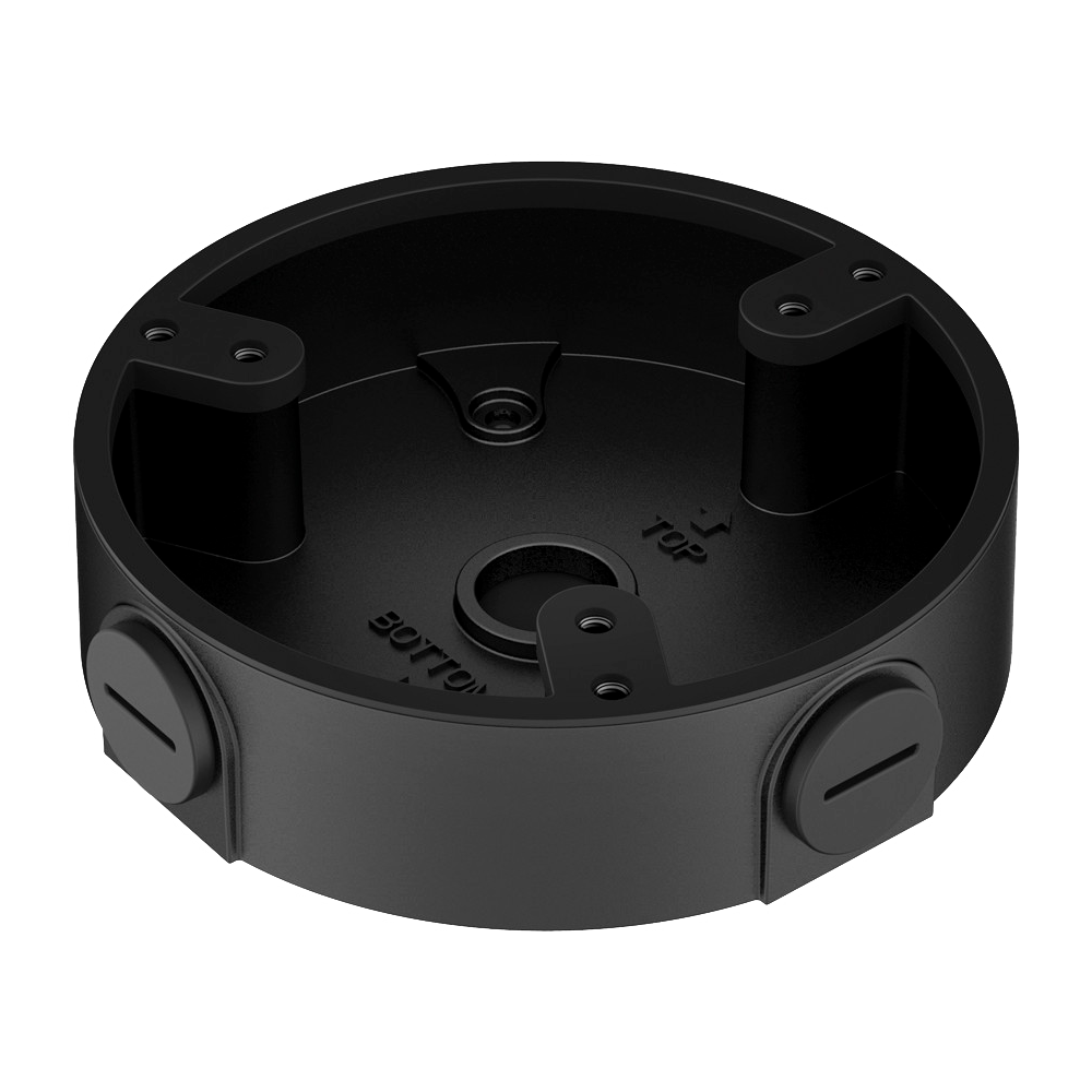 Junction box - For dome cameras - For outdoor use - Roof or wall installation - Cable gland - Black colour