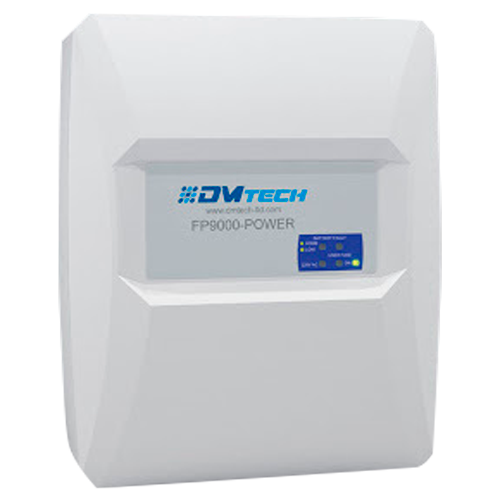 Alimentazione DMTECH - Certificato EN54-4 - Corrente di uscita 2A - Massimo fino a 3.5A durante 15 minuti - Uscita ausiliaria di guasto - Capacità per 2 batterie di 12V