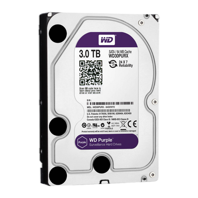 Hard Disk - Capacità 3 TB - Interfaccia SATA 6 GB/s - Modello WD30PURX - Speciale per Videoregistratori - Da solo o installato su DVR