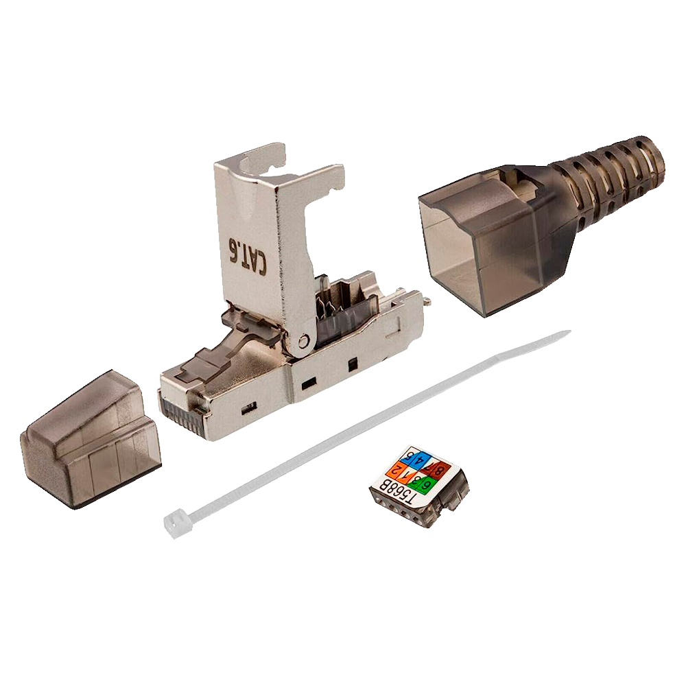 RJ45 connector - Compatible with Cat 6 FTP cable - Metallic housing - Easy installation without the need for tools