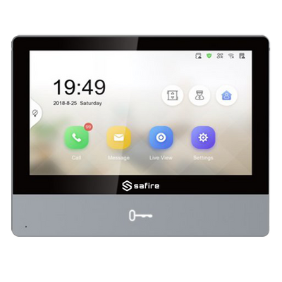 Safire Video Intercom Monitor - 7" IPS Display - Two-Way Audio - TCP/IP, WiFi, SIP - MicroSD Card Slot up to 32GB - Surface Mount