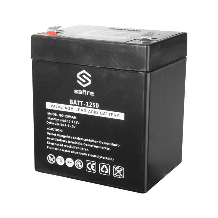 Batteria ricaricabile - Tecnologia piombo-acido AGM - Voltaggio 12 V - Capacità 5.0 Ah - 105 x 90 x 70 mm / 1630 g - Per backup o uso diretto