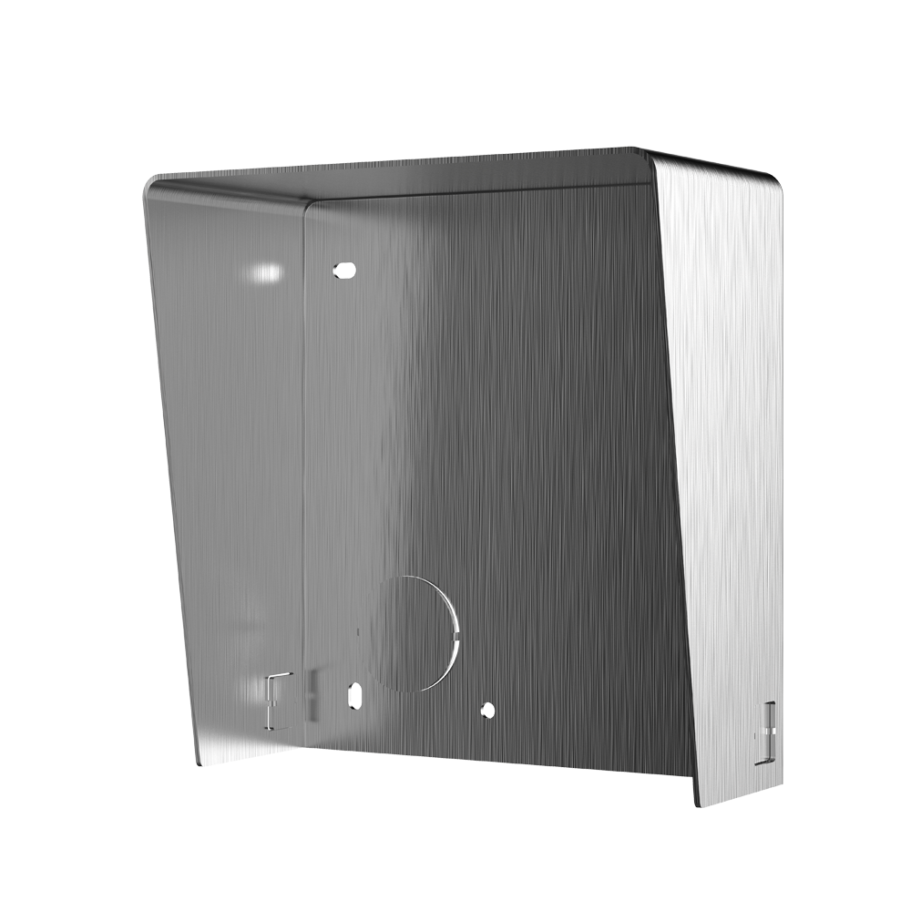 Supporto modulare da parete - Per 1 modulo - Specifico per i videocitofoni Hikvision - Compatibile con i moduli Hikvision - Con visiera - Pannello fabbricato in acero inossidabile