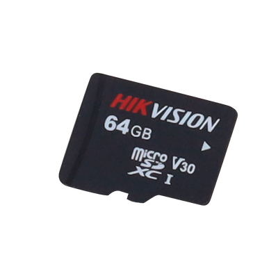 Hikvision memory card - 3D TLC NAND technology - 64 GB capacity - Class 10 U3 V30 - More than 3000 read/write cycles - Suitable for video surveillance devices