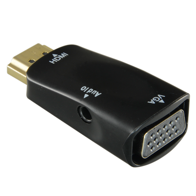 HDMI to VGA+Audio Adapter - Passive, no power required - Converts one HDMI output to VGA+Audio - 1080p/720p Resolution - HDMI Input - VGA+Audio Output