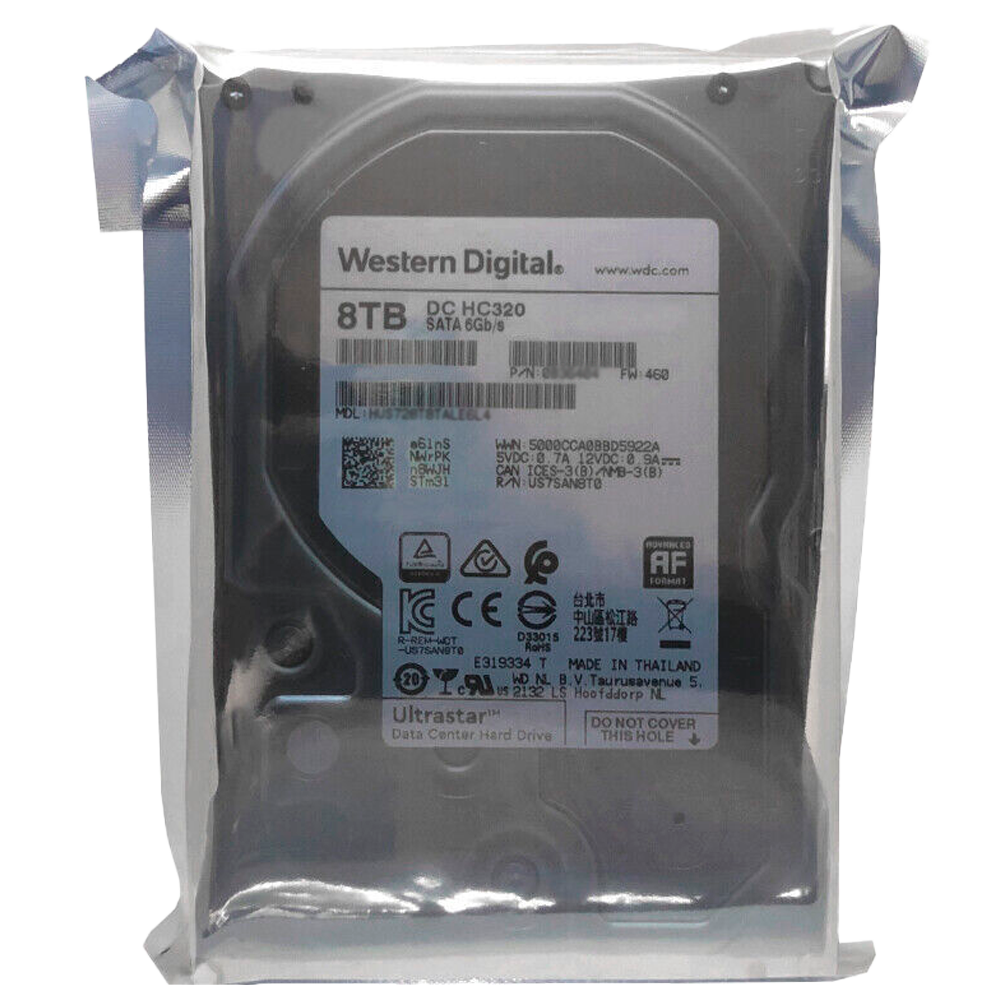 Disco duro Western Digital - Capacidad 8 TB - Interfaz SATA III  6 Gb/s - Modelo HUS728T8TALE6L4  - Diseñado para 24/7/365 - Para servidores de gran capacidad