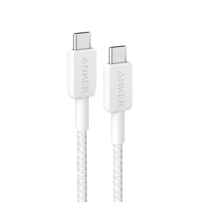 Anker - Cavo USB2.0  - Ricarica veloce - Da USB-C a USB-C - Cavo in nylon - Lunghezza 0.9m | Colore bianco
