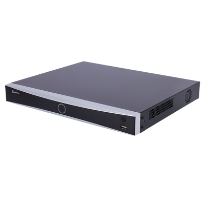 NVR per videocamere IP - 8 CH video / Compressione H.265+ - Risoluzione massima 8.0 Mp - Larghezza di banda 80 Mbps - Uscita HDMI 4K e VGA - Ammette 2 hard disk