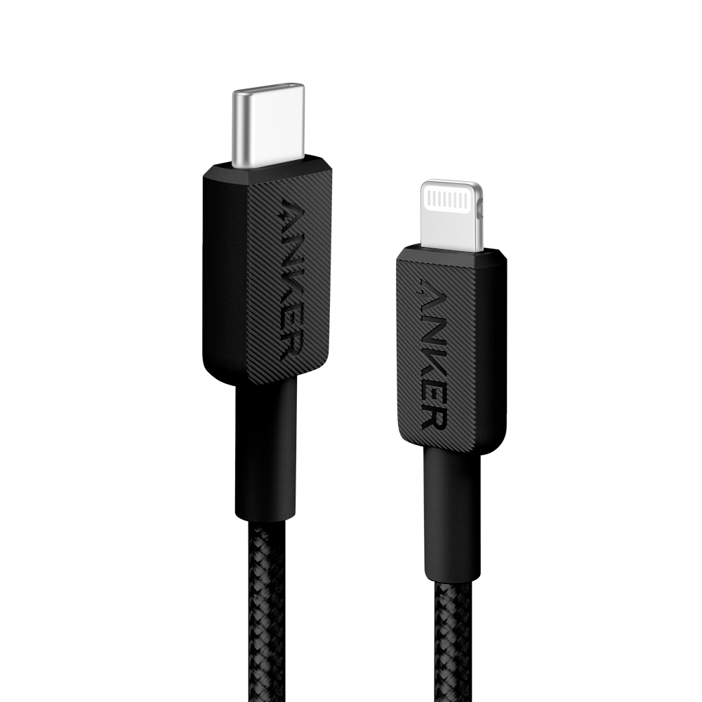Anker - Cable USB2.0  - Carga rápida - USB-C a Lightning - Cubierta de nylon - Longitud 0.9m | Color negro