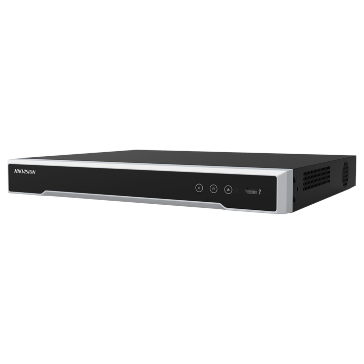 Hikvision - Gama PRO - Grabador NVR 8 CH IP - Resolución máxima 8Mpx@1ch - Ancho de banda 80 Mbps | Admite 2 discos duros - Detección de movimiento 2.0 4 canales