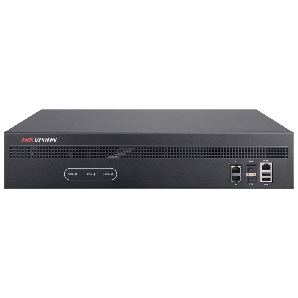 Decodificador Hikvision - 160 canales - Capacidad de decodificación 3200 W - 10 salidas HDMI 4K | 5 salidas DB15 a BNC - Audio | Alarmas - Compatible con ONVIF