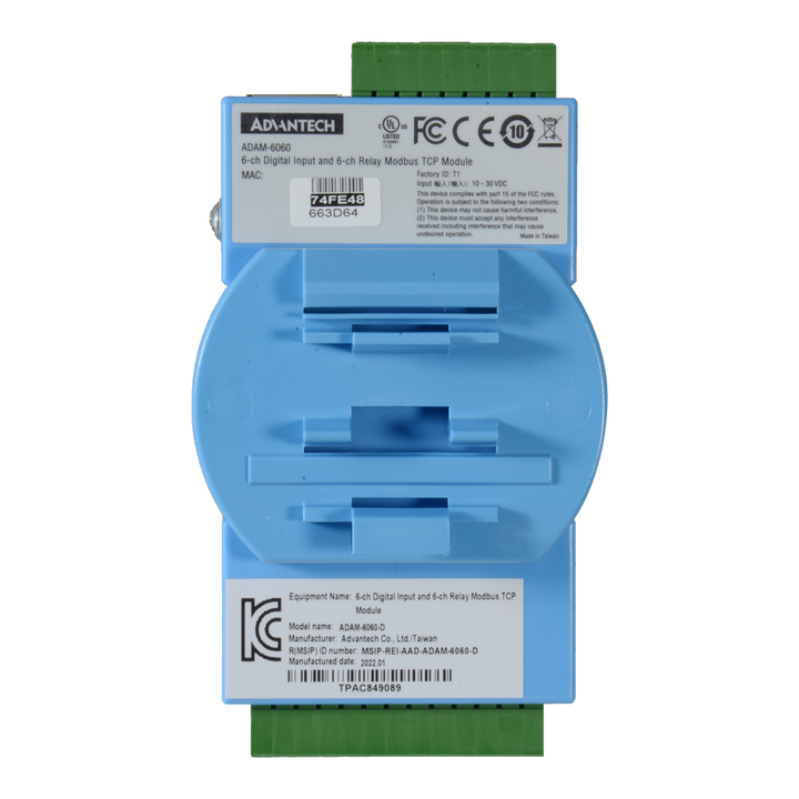 Data acquisition and control module - 6 digital inputs / 6 relay outputs - Protocols: Modbus/TCP, TCP/IP, UDP, HTTP,... - Possibility of creating analog control rules - Integrated web server - 1 Ethernet port 10/ 100 Base-TX