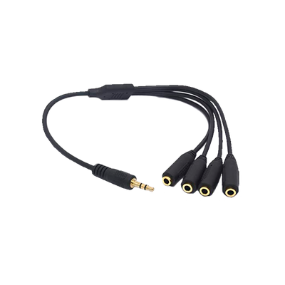 Splitter De Audio Stereo Jack - 1 macho a 4x3.5m hembra - 30 cm