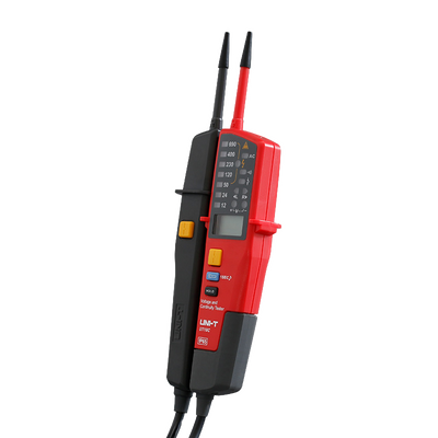 Detector de tensión CA/CC sin contacto - Pantalla LED - Modos de alta y baja tensión hasta 690 V - Aviso sonoro y LED visible - Apagado automático - Resistente al agua IP65