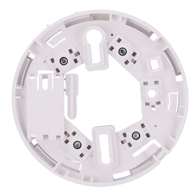 Base de perfil bajo - Compatible con detectores V2 y base alta - Necesario para la instalación del detector - Marca de fácil montaje - Posibilidad de bloquear el detector en la base - Compatible con piloto indicador de acción