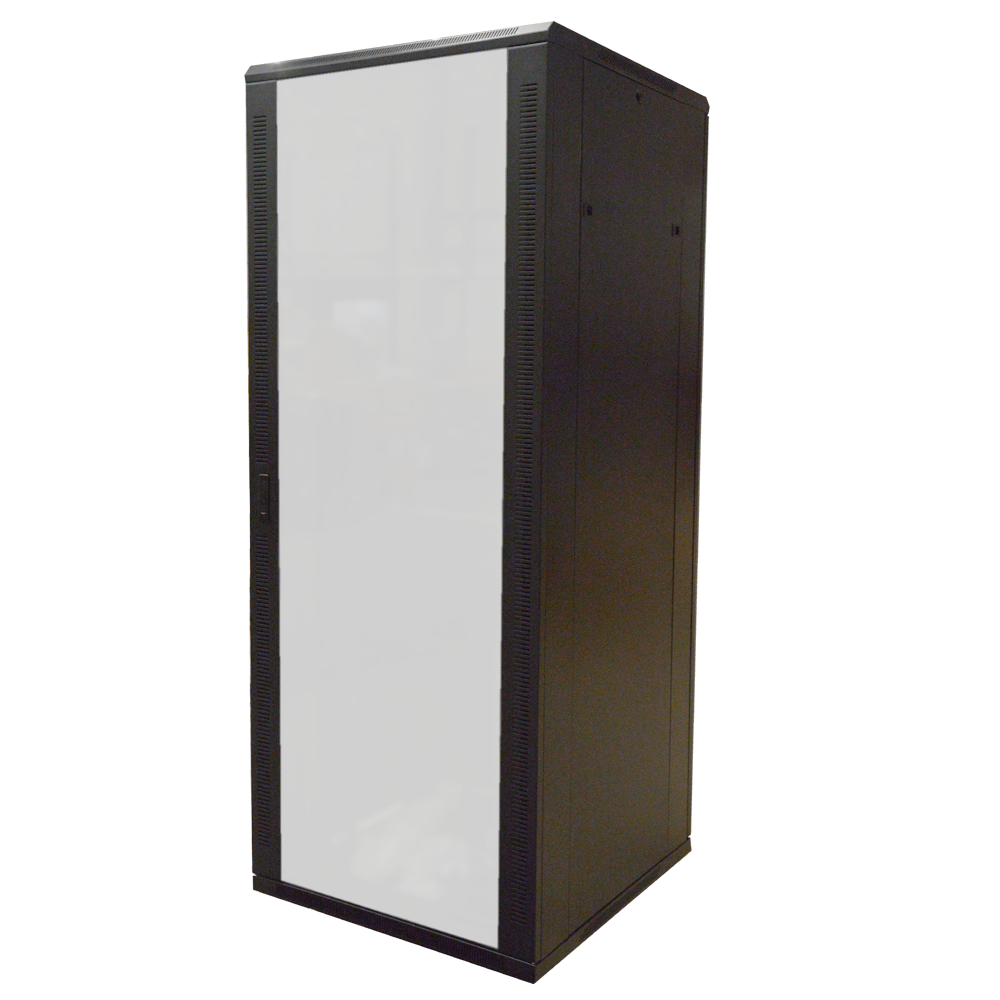 Floor rack cabinet - 19" rack, up to 42U + 12U vertical available - Up to 800 kg load - With ventilation and cable management - 4 fans, 2 trays and PDU 6 sockets - Supplied assembled