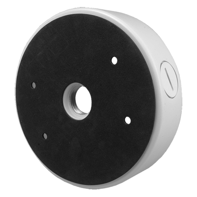 Junction box for positioning camera - Aluminum - 60 mm (Al) x 140 mm (base diameter) - White color - Movable side mounting bracket - For dome cameras - Suitable for outdoor use - Steel and polycarbonate