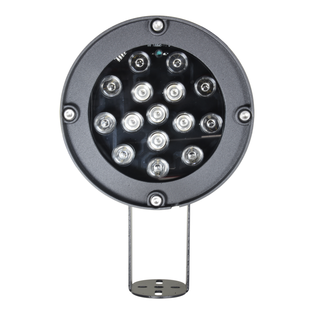 infrarosso di messa a fuoco 120m - Iluminazione LEDs - 850nm, 60° di apertura - 6 leds Ø10 - Esso comprende una cellula di fotocontrollo - 228 (Fo) x 157 (Ø) mm