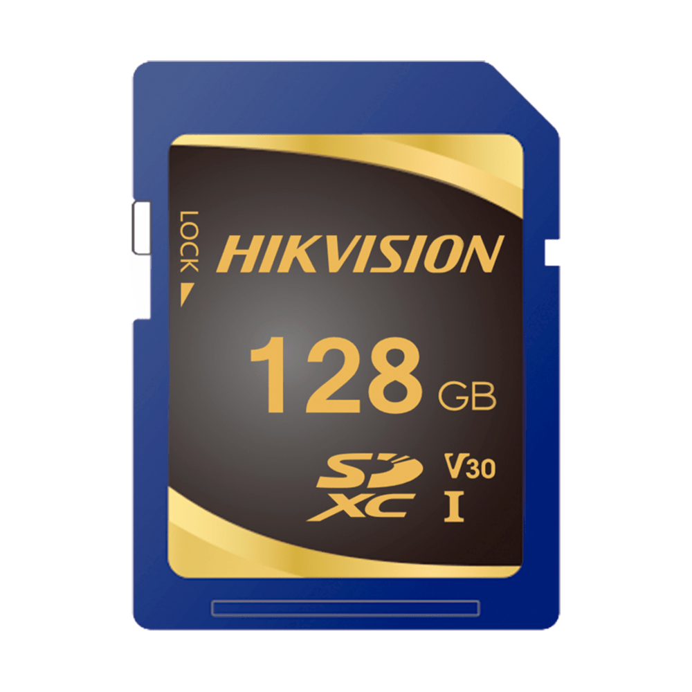 Hikvision memory card - 128GB capacity - Class 10 U3 - Up to 3000 write cycles - 95MB/s read speed / 85MB/s write speed - SDXC format