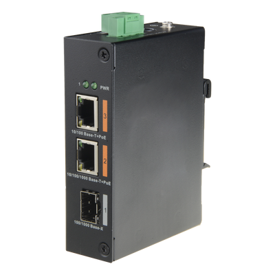 X-Security HiPoE Switch - 2 PoE ports + 1 Uplink port (SFP) - Speed ​​10/100/1000 Mbps - Maximum consumption 60W [%VAR%] - 2 HiPoE ports - Installation on DIN rail
