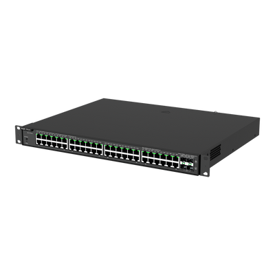 Reyee Cloud Layer 2 PoE Switch - 48 Gigabit PoE ports + 4 Gigabit SFP - 30W per port 802.3af/at / Maximum 370W - Static LAG/DHCP Snooping/IGMP Snooping/Port Mirroring - VLAN/Port Isolation/STP/RSTP/ACL/ QoS - Rack Mount