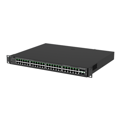 Reyee Switch PoE Cloud Layer  2 - 48 porte PoE Gigabit + 4 SFP Gigabit - 30W per porta 802.3af/at / Massimo 370W - Static LAG/DHCP Snooping/IGMP Snooping/Port Mirroring - VLAN/Port Isolation/STP/RSTP/ACL/QoS - Montaggio su rack