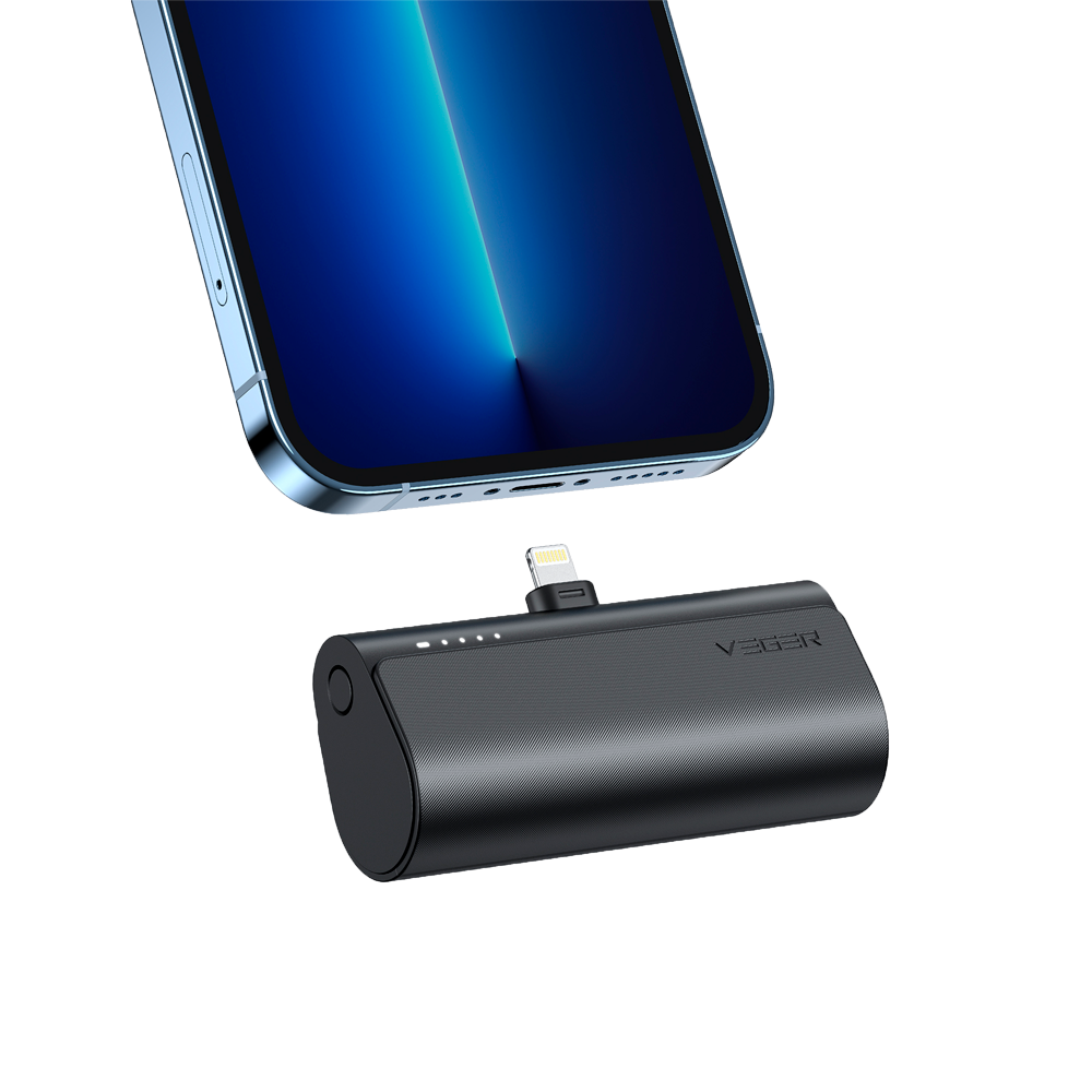 VEGER - External battery - Capacity 5000 mAh (18.5 Wh) - PD20W charging power - High lightning connector - USB-C input