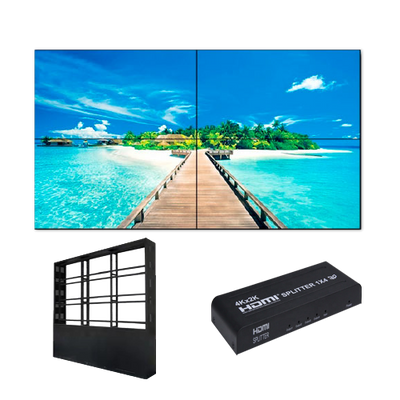 Complete Videowall Kit - 55" LED Monitor - Stand and HDMI splitter included - HDMI, DVI, VGA, AV, RS232 and RJ45 - Special for floor installation - Total margin of 3.5mm