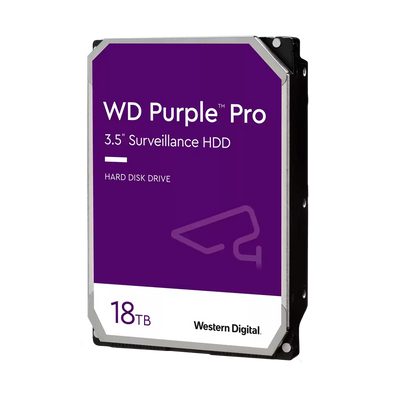 Hard Disk Western Digital - Capacità 18 TB - Interfaccia SATA 6 GB/s - Modello WD181PURP - Speciale per Videoregistratori - Da solo o installato su DVR
