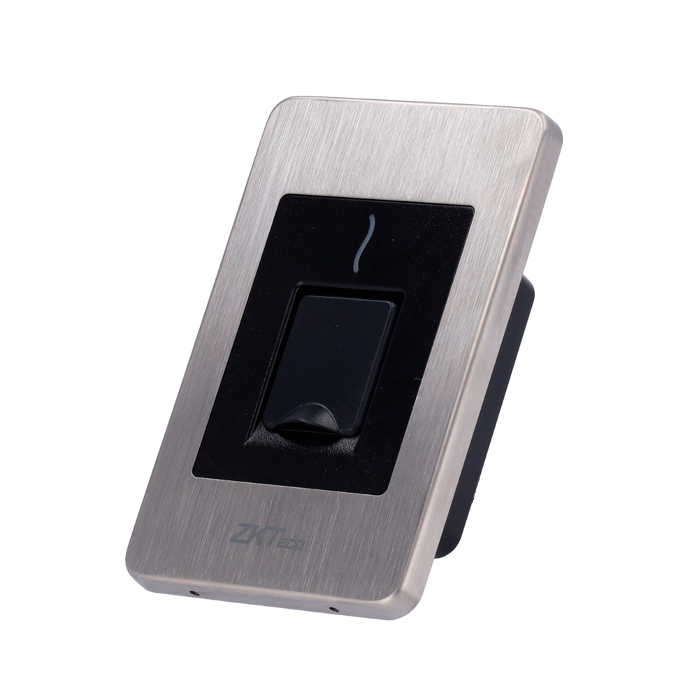 Lector de acceso - Acceso mediante huella Silk ID y tarjeta MF - Indicador LED y acústico - RS485 - Compatible con ZK-INBIO - Instalación de empotrar | Adecuado para uso externo