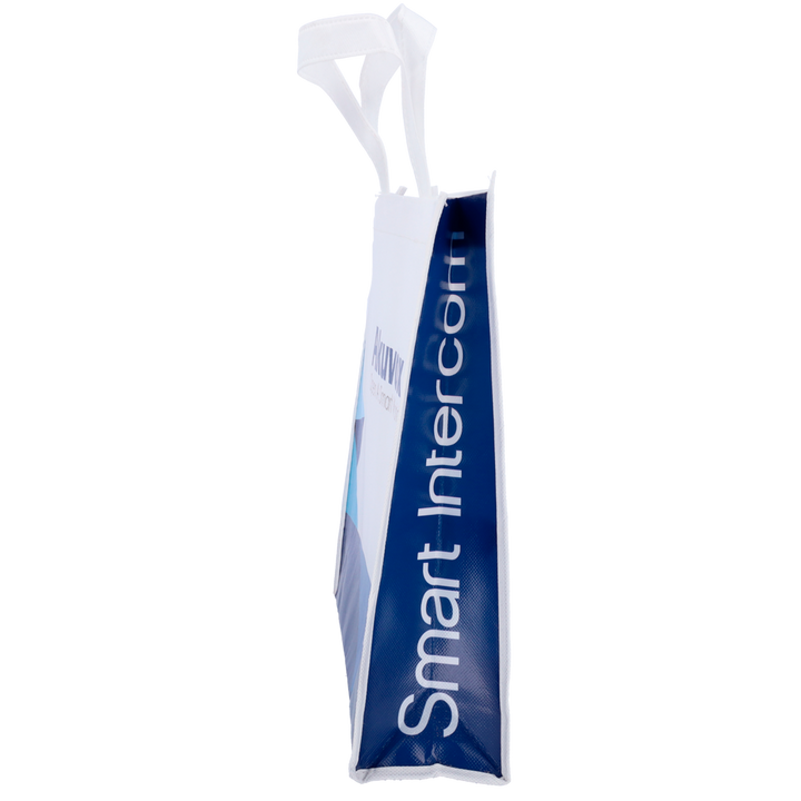 Akuvox - Reusable bag with handles - Polyester fiber - Blue and white color
