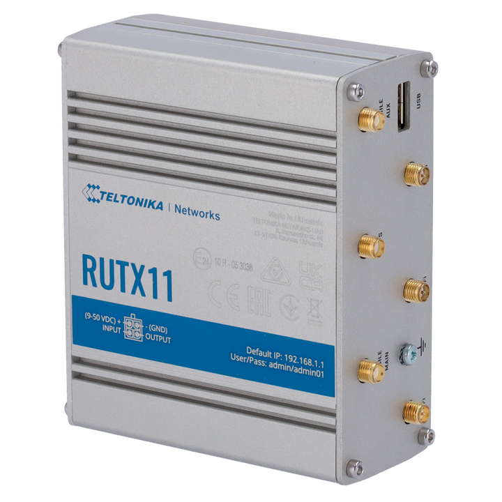 Teltonika Router 4G Industriale - Dual SIM 4G Cat 6 - Wi-Fi 5 - Bluetooth LE 4.0 - Posizionamento GNSS - 4 porte Ethernet RJ45 Gigabit