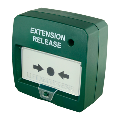 Reset button - Specific for fire panel - Manual extinguishing - LED indicator - Surface mounted - Reactivated manually or with key