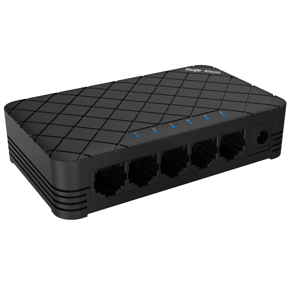 Switch de Escritorio Reyee - Carcasa de Plástico - 5 Puertos RJ45 - Velocidad 10/100 Mbps - Plug and Play - Tecnología de Ahorro de Energía