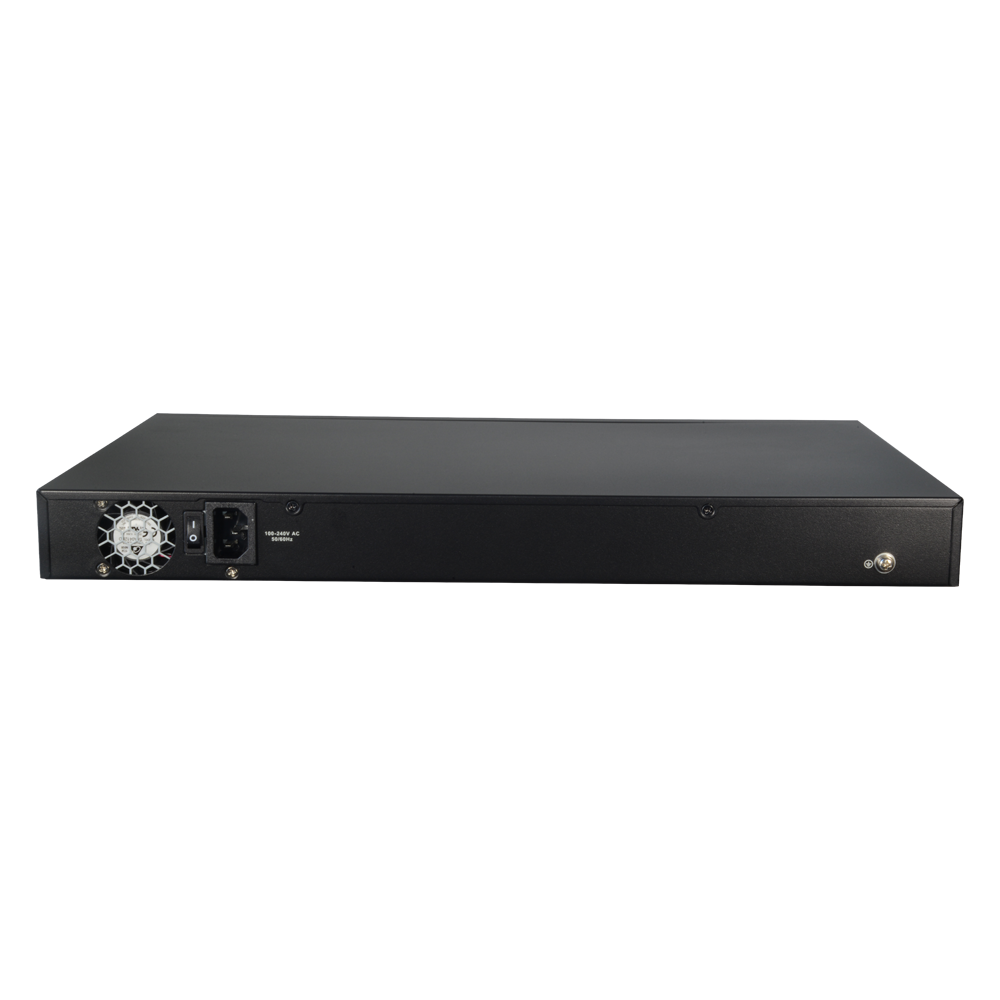 Switch PoE X-Security adatto per rack - 24 porte PoE + 2 Gigabit Combo Port - Velocità 10/100 Mbps - 90W porte 1 y 2 / 30W porte 3-24 / Massimo 240W - VLAN/STP/RSTP/QoS/802.1X - LACP/Static LAG/IGMP Snooping/Port Mirroring