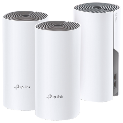 Kit Wi-Fi Mesh con 3 unidades Deco E4 V2 - Wi-Fi 5 Doble Banda AC1200 - Sistema Mesh para hogares - 2x Puerto Ethernet RJ45 10/100Mbps - Compatible con otros Deco - Roaming ininterrumpido
